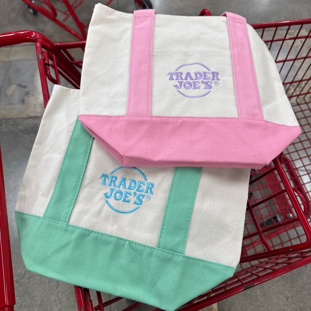 Trader Joe's Pink and Green Tote Bags
